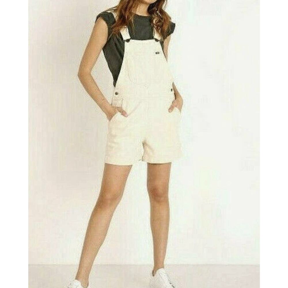 Lee Workwear Vintage Crème Denim Bib Overalls Shorts Small